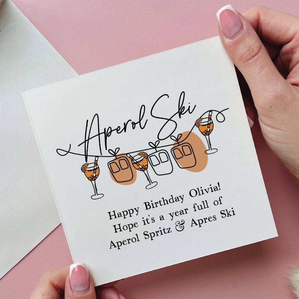 Personalised Aperol Ski Birthday Card