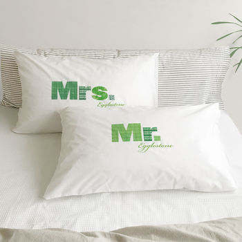 Personalised Couple Pillowcases Mr / Mrs, 3 of 12