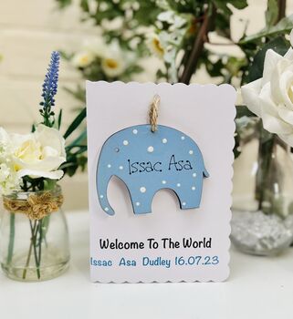 Personalised New Baby Boy Card Welcome World Keepsake, 3 of 3