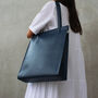 Navy Blue Adjustable Handcrafted Leather Tote Bag, thumbnail 1 of 12