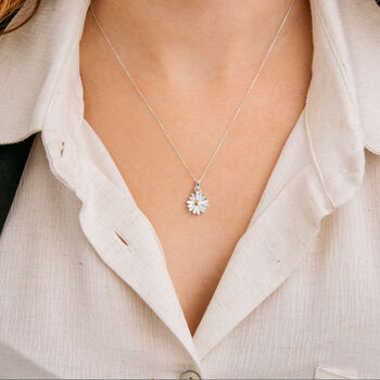 Personalised Sterling Silver April Daisy Birth Flower Necklace, 2 of 9