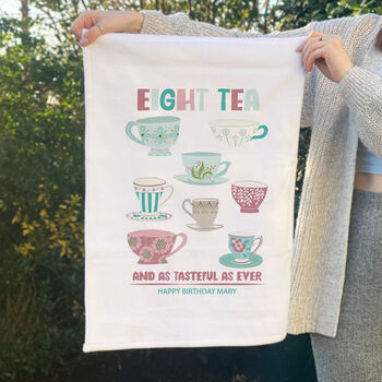 Personalised Eight Tea Tea Towel 80th Birthday Present, 4 of 4