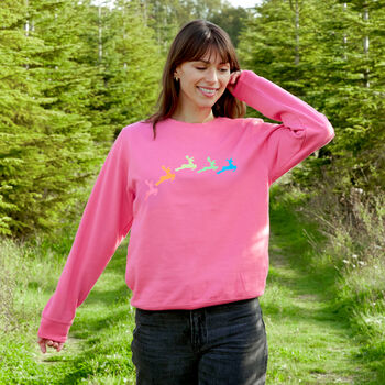 Neon Rainbow Reindeers Christmas Sweatshirt Jumper, 2 of 7