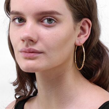 9ct Gold 20mm 70mm Lightweight Hinged Hoop Earrings, 6 of 10