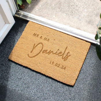Personalised Mr And Mrs Rectangle Indoor Doormat, 4 of 6