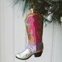 Cowboy Boot Glitter Glass Christmas Tree Bauble, thumbnail 2 of 5