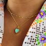 Geometric Turquoise Heart Charm Necklace, thumbnail 4 of 9