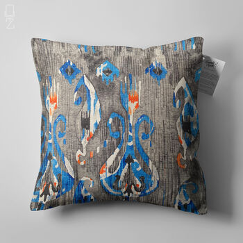 Cushion Cover With Blue And Grey Ikat Pattern, 5 of 7