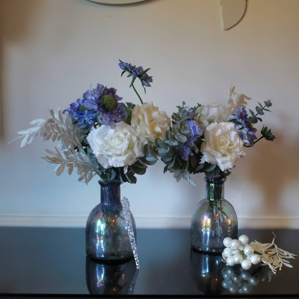 Ice Blue Bouquet And Vase Set, 1 of 3