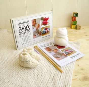 Pure Merino Baby Booties Beginner Knitting Kit, 8 of 8