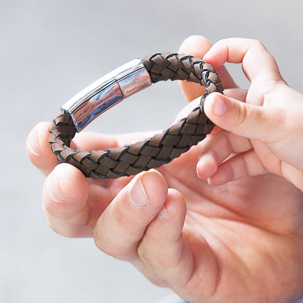 Men's Secret Message Leather Bracelet