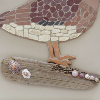 Handmade Framed Sandpiper Coastal Bird Mosaic Picture, 4 of 4
