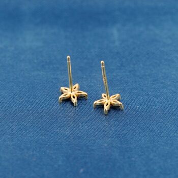 July Onyx Birthstone Stud Earrings, Flower Studs, Gold Studs, 5 of 7
