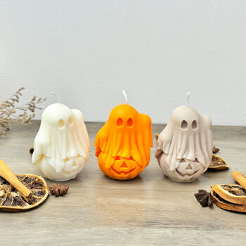 Spooky Ghost And Pumpkin Candle Halloween Decoration, 8 of 10