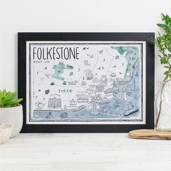 Map Of Folkestone Signed Print, 2 of 3