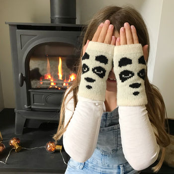 Childrens Panda Bear Fingerless Gloves, 4 of 8
