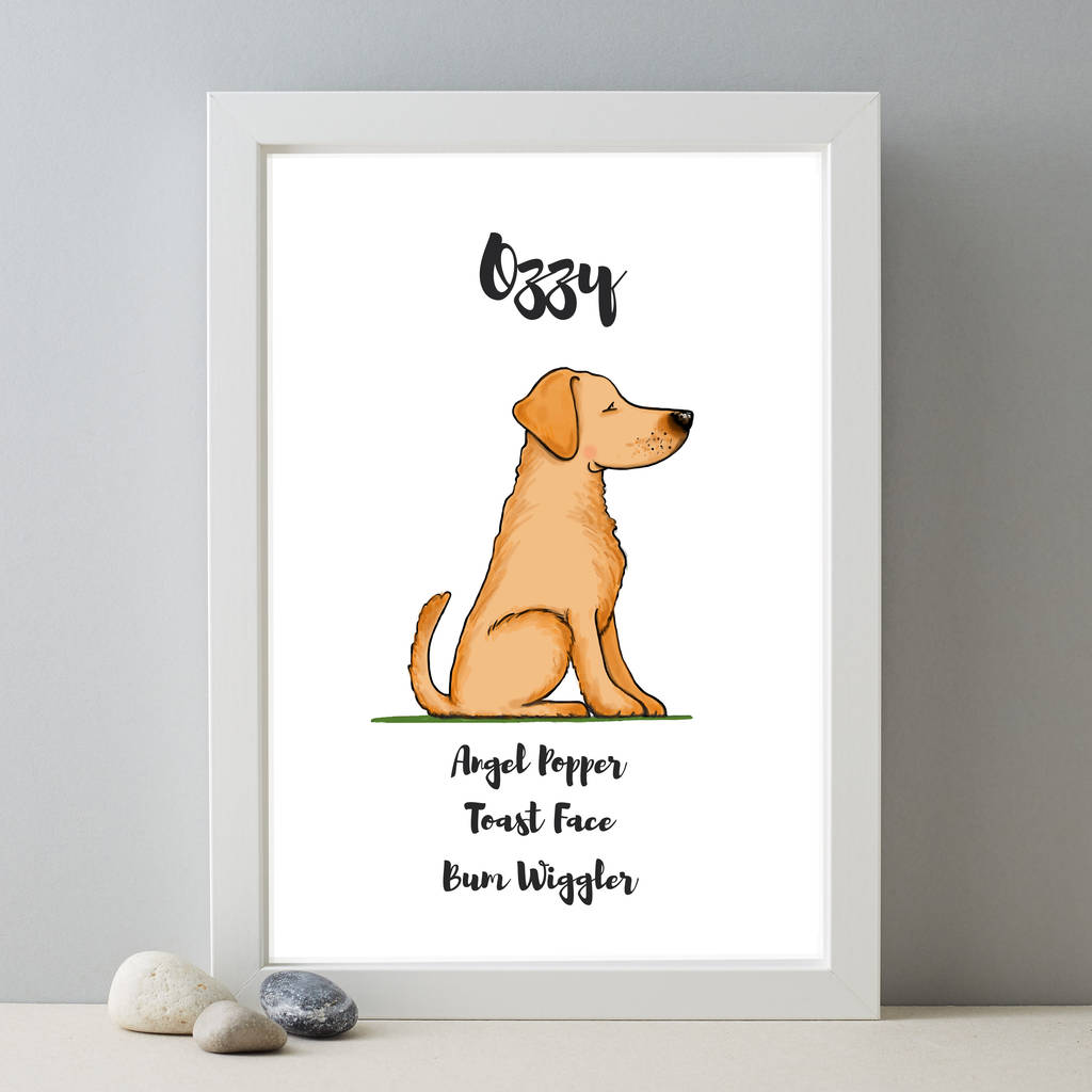 Labrador Personalised Dog Name And Personality Print, 1 of 8