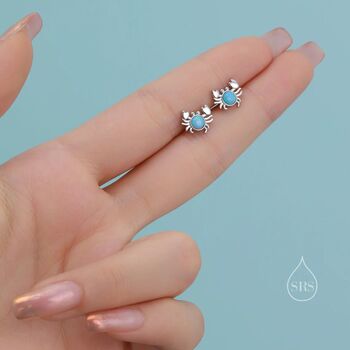 Moonstone Or Opal Crab Stud Earrings Sterling Silver, 7 of 12