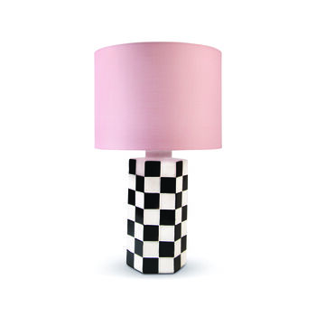 Chequered Table Lamp With Pink Shade, 2 of 2
