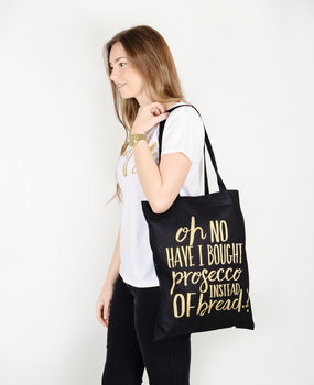 Prosecco Black And Gold Metallic Foil Bag, 2 of 7