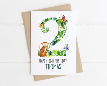 Personalised Children's Birthday Card Jungle Monkey, 4 of 8