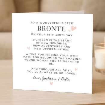 18th Message Birthday Card For Sister, 2 of 7