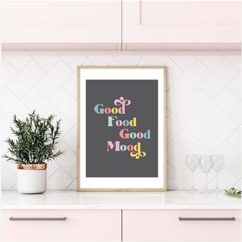 Good Food Good Mood Kitchen Print, 4 of 4