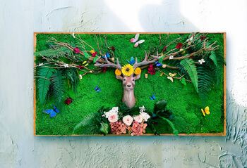 Moss Wall Art,Preserved Moss Wall,Deer Head Wall Mount, 8 of 12