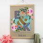 Personalised Linen Anniversary Floral Initials Print, thumbnail 2 of 3