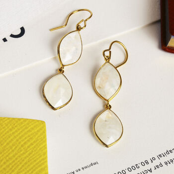 Moonstone Two Drop Cocktail Earrings, 2 of 4
