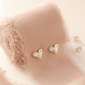 Textured Sterling Silver Love Heart Stud Earrings, 6 of 12