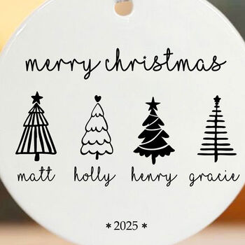 Personalised Black And White Family Christmas Tree Bauble, 4 of 5