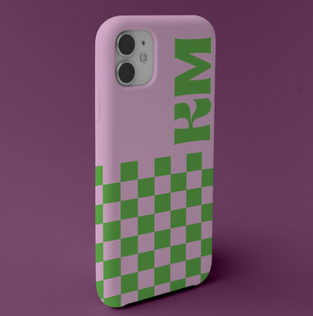 Personalised Checkerboard Initial Phone Case, 4 of 12