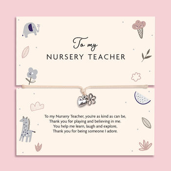 Nursery Teacher Thank You Bracelet – Heart And Flower Charm Gift For Teacher, 5 of 12