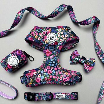 Candy Floral Dog Harness Lead Collar Waste Bag Set Bundle, 4 of 11