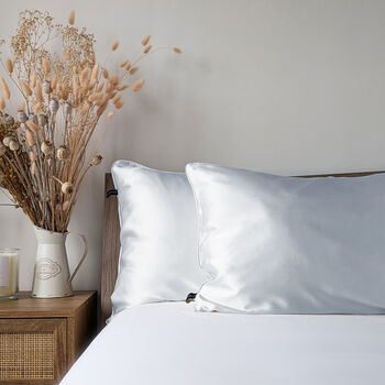 Silk Pillowcase White 100% Pure Soft Mulberry Silk Floral Luxury Hair Care Standard Double 50x75cm, 4 of 5