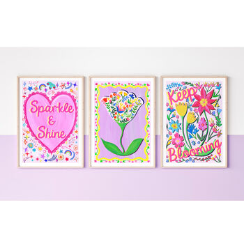 Lilac Unicorn Flower Print Set, 11 of 12