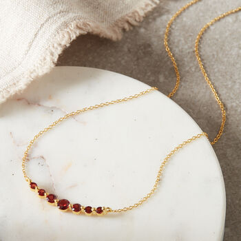 Red Garnet Bar Chain Necklace, 4 of 10