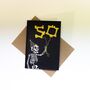 50th Balloon Skeleton Gothic Birthday Card, thumbnail 5 of 8