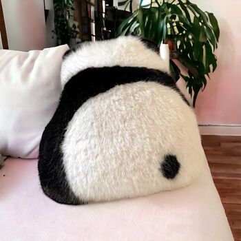 Plush Panda Lovers Faux Fur Throw Cushion, 2 of 5