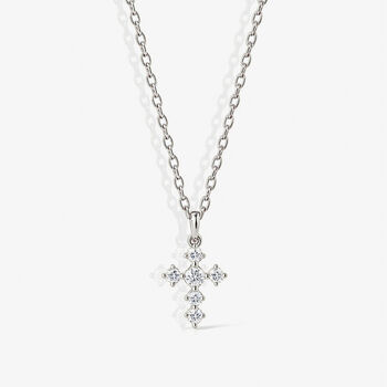 Gold Or Silver Women’s Dainty Pavé Cross Necklace, Christmas Jewellery Gift For Her, 7 of 7
