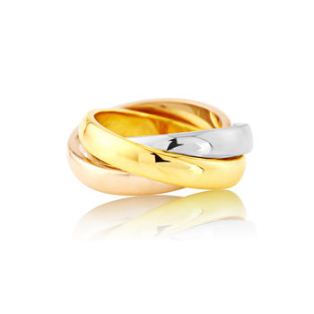 Walton Solid Three Colour Gold Russian Wedding Ring, 6 of 8