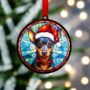 Miniature Pinscher In Santa Hat Suncatcher Decoration, thumbnail 2 of 6