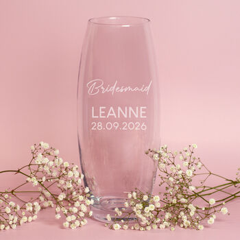 Personalised Bullet Glass Flower Vase – Wedding Bridesmaid Gift, 3 of 6