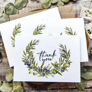 Olive Floral Thank You Cards And Envelopes, 4 of 5