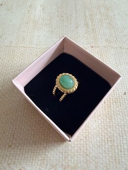 Gold Plated Green Double Band Ring, 2 of 7
