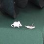 Sterling Silver Mouse And Wheat Stud Earrings, thumbnail 1 of 11