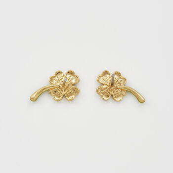 Gold Lucky Clover And Pearl Stud Earrings, 3 of 7
