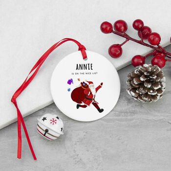 Personalised Playful Santa Christmas Ornament, 5 of 5