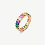 Women's Rainbow Ring With Colourful Baguette Stones In 18k Gold, thumbnail 1 of 4